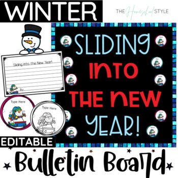 Preview of New Year January Bulletin Board and Editable Snowman Writing Craftivity