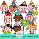 New Year Kid Toppers clipart, Kid Face Toppers, Birthday T