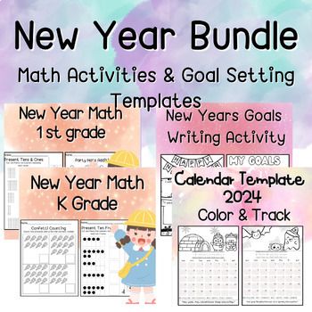 Preview of New Year Learning Bundle Math Activities & Goal Setting New Year Lear Templates