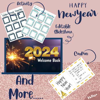 Preview of 2024 New Year Lesson and Activities | Editable Slideshow