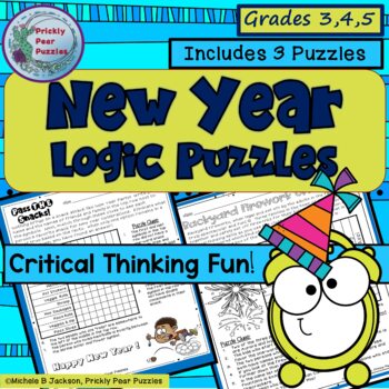 Preview of New Year Logic Puzzles - Holiday Activities for Grades 3 4 5 
