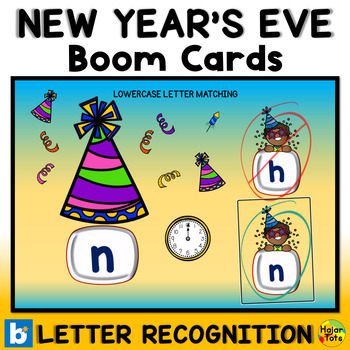 Preview of New Year's Eve Party Hat Letter Recognition Boom Cards - Lowercase Letters