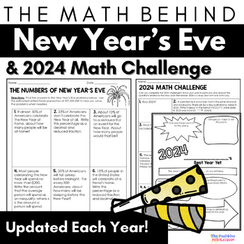 Preview of New Year Math 2024 Worksheets
