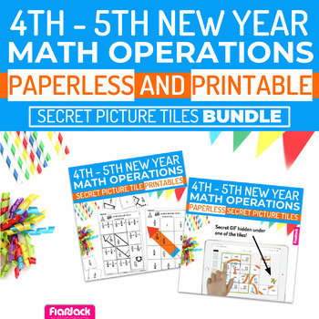 Preview of New Year Math | 4th-5th | Paperless + Printable Secret Picture Tiles SET