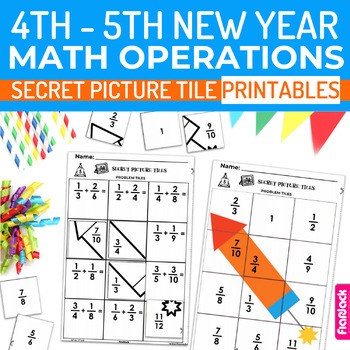 Preview of New Year Math 4th-5th Secret Picture Tile Printables