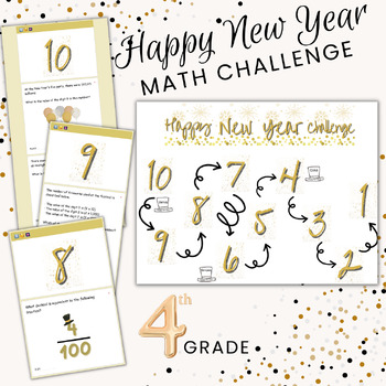 Preview of New Year Math Challenge | 4th Grade Review Activity
