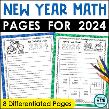 Preview of New Year Math Pages for 2024 - Printable Worksheets