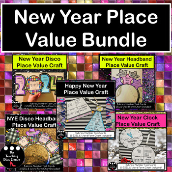 Preview of New Year Math Place Value Craft Bundle