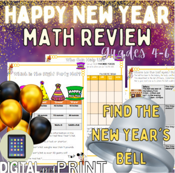 Preview of New Year Math Review in January Dividing Multiplying Adding Subtracting Decimals