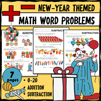 Preview of New Year Math Word Problem Worksheets within 20║Addition and Subtraction