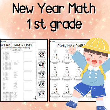 Preview of New Year Math Worksheets for 1st Grade l Place Value l Addition and Subtraction
