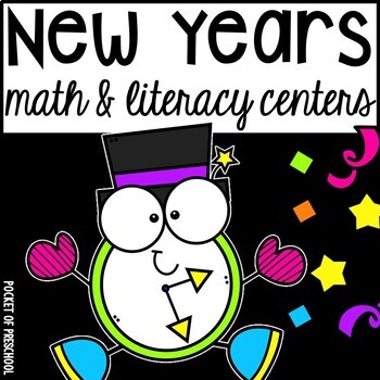 Preview of New Year Math and Literacy Centers for Preschool, Pre-K, and Kindergarten