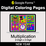 New Year: Multiplication 2-Digit by 2-Digit - Digital Colo
