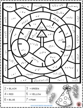 New Year Music: 26 New Year Music Coloring Pages by MusicTeacherResources