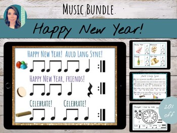 Preview of New Year Music Bundle for Google Slides: Songs, Games, Activities (20% off)