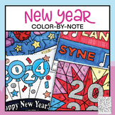 New Years Music - Color by Note Activities - 2024