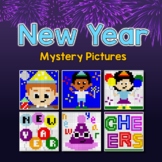 New Year Mystery Pictures Coloring Pages, January Pixel Ar