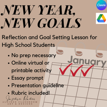 Preview of New Year, New Goals: Goal Setting Lesson for High School; No Prep; Canva/ GDrive