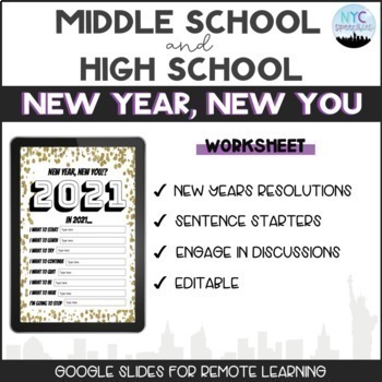 Preview of New Year, New You! Worksheet *UPDATED for 2024*