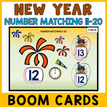 Preview of New Year Number Recognition 11 to 20 Boom Cards Preschool - Fireworks