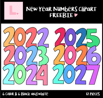 Preview of New Year Numbers Clipart FREEBIE (New Year Clipart)