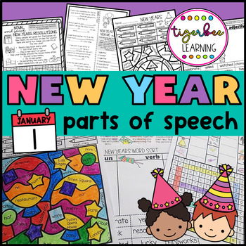 Preview of New Years 2024 Parts of Speech for after winter break