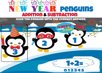 Preview of New Year Penguins Addition & Subtraction