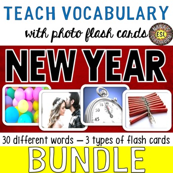 Preview of New Year's Photo Flash Cards BUNDLE