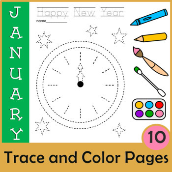 Preview of New Year Picture Tracing Worksheets for Pre-K | Pre-handwriting | Editable