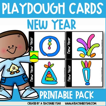 Preview of New Year Playdough Cards | Fine Motor Skills | Free