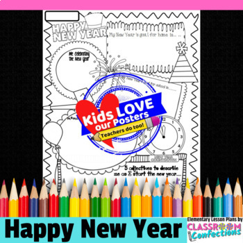 Preview of New Year's Writing Activity : Doodle Style Writing Organizer 3rd 4th 5th Grades