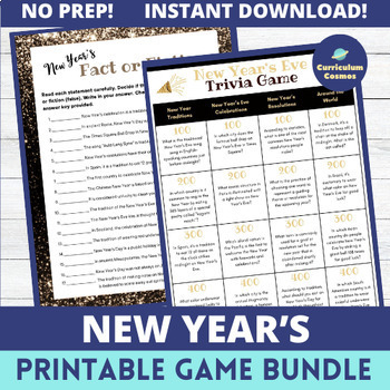 Preview of New Year Printable Games Activity Bundle