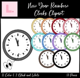 New Year Rainbow Clocks Clipart ($2 Deal)