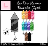 New Year Rainbow Firecracker Clipart ($2 Deal)