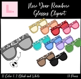 New Year Rainbow Glasses Clipart ($2 Deal)