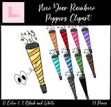New Year Rainbow Party Poppers Clipart ($2 Deal)