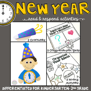 Preview of New Year: Reading Comprehension, Writing and Craftivities