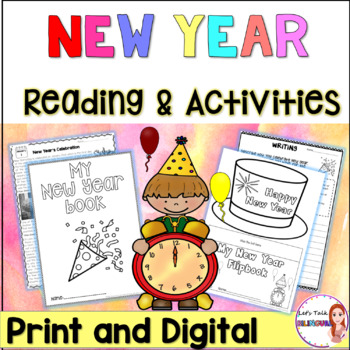 Preview of New Year Reading Comprehension  - Flipbook - Google Classroom - print
