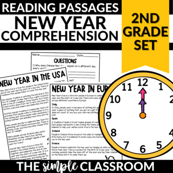 Preview of New Year Reading Comprehension Passages with Questions | 2nd Grade