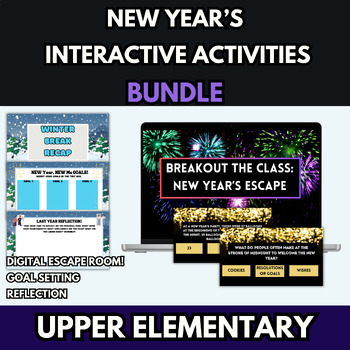 Preview of New Year Resolution 2024 Winter Break SEL & Escape Room Activity Upper Elementar