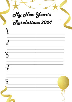 Preview of New Year Resolution Page, Happy New Year, New Year Habits