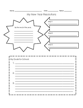 Preview of New Years Resolution Worksheet