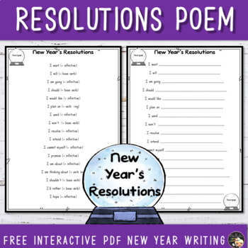 Preview of New Year Resolutions Poem Template Freebie
