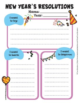 New Year Resolutions / Resoluciones de Año Nuevo Worksheet PDF Bilingual