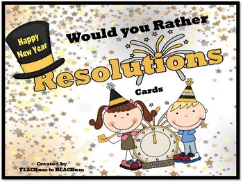 Preview of New Year Resolutions Would You Rather Cards