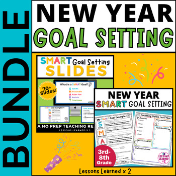 Preview of New Year SMART Goal Setting Bundle - Mini-Unit & Google Slides | 3rd- 8th Grade