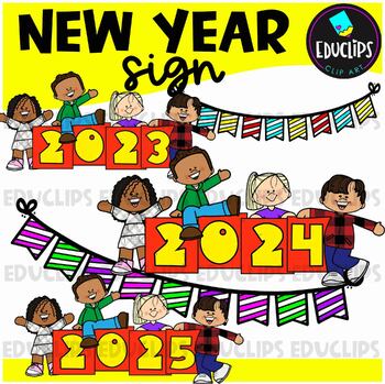 Preview of New Year Sign Clip Art {Educlips Clipart}