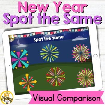 Preview of New Year Spot the Same Visual Comparison Boom Cards