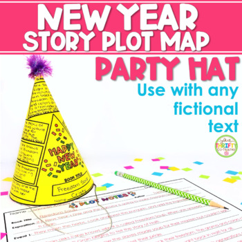 Preview of New Year Story Map Party Hat | New Year Activities | January Plot Elements