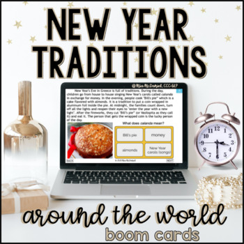Preview of New Year Traditions Around the World for Comprehension  |  Boom Cards™
